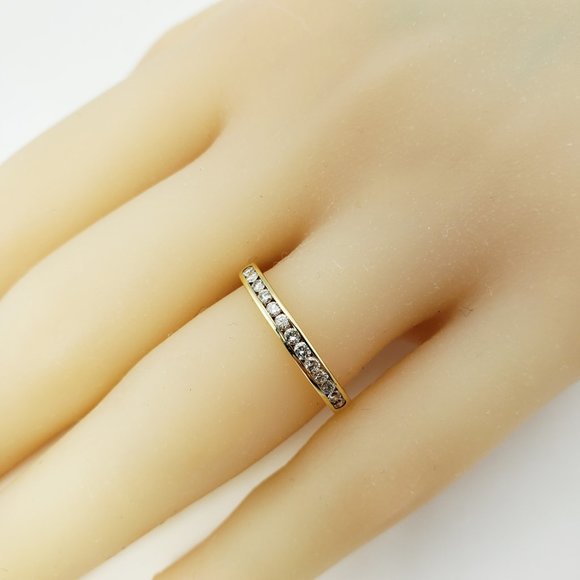 Vintage 14 Karat Yellow Gold and Diamond Wedding Band Ring Size 7 #10154 - Picture 8 of 8